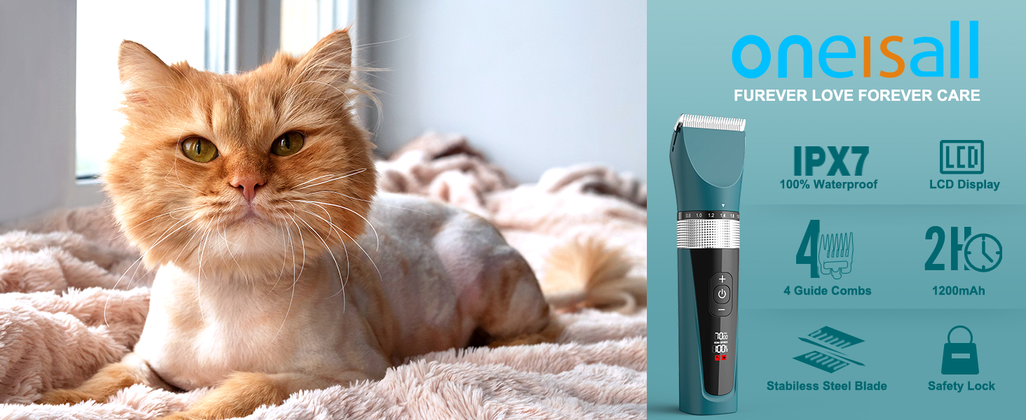 oneisall Cat Clippers for Matted Fur, 5Speed Quiet Cordless Cat