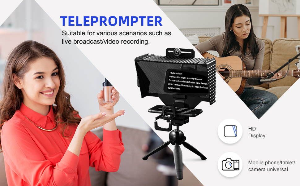 AMBITFUL Teleprompter Prompter Interview Speech for Phone and DSLR Recording Tablet