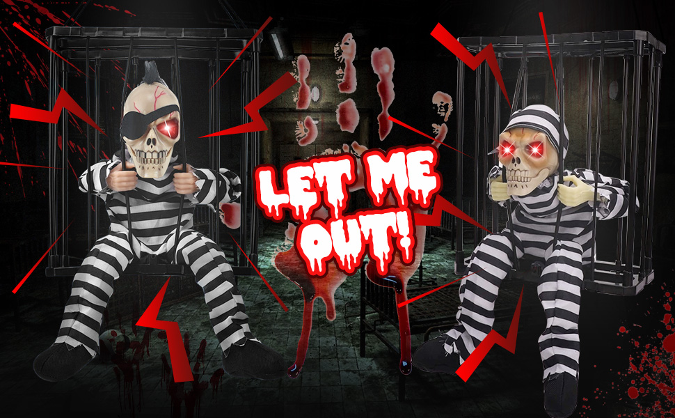 Screaming Animated Halloween Decorations, Halloween Decor Prop with Motion Sensor and Light Up