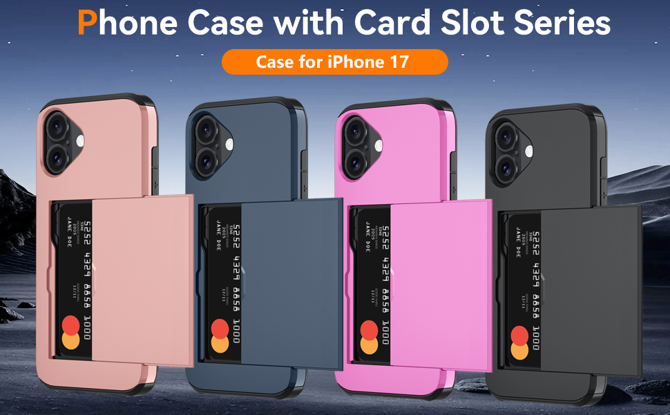 Qinmay Compatible with iPhone 17 Case Wallet,Built-in Card Holder, Heavy Duty Protective Dual Layer Shockproof Hidden Card Slot Slim Wallet Phone Cover for iPhone 17 ,Black 2 iPhone 17 Case