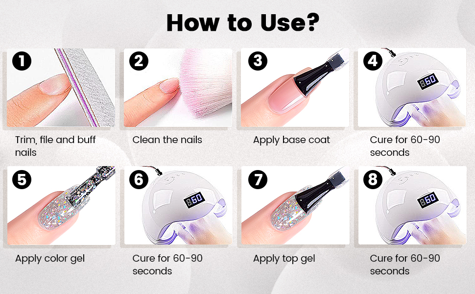 rainbow glitter silver gel polish 04
