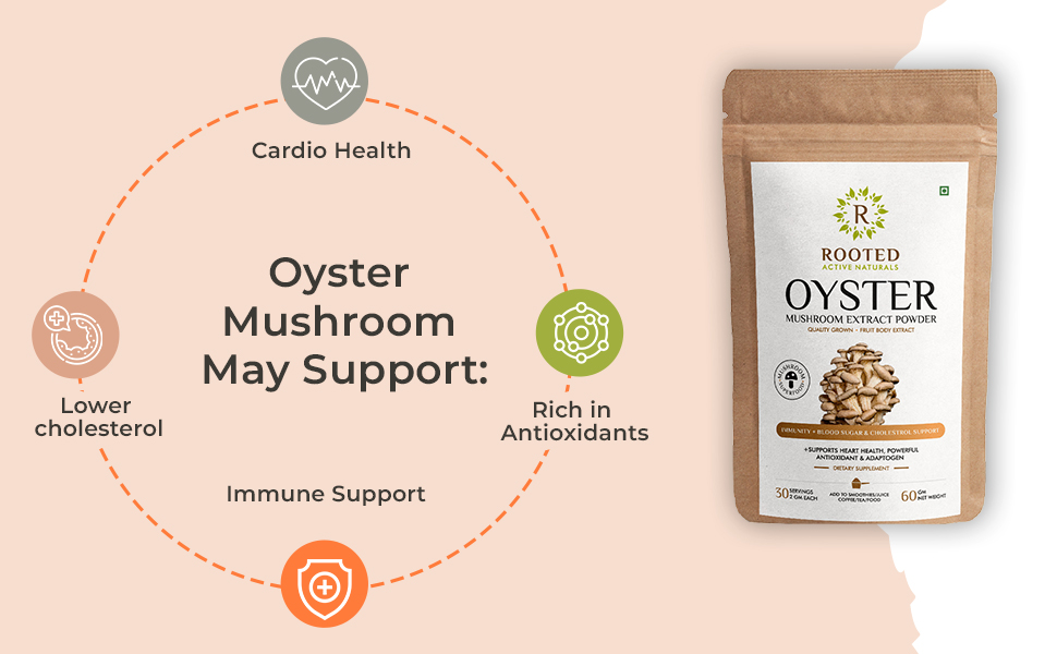 Rooted Oyster Mushroom Extract Powder Supports Immunity, Cardio Health
