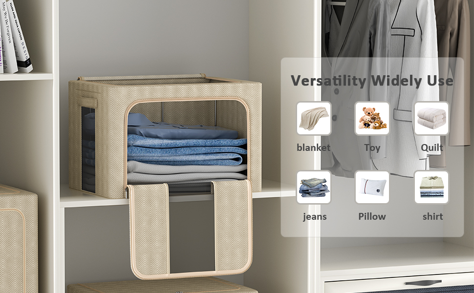 3 Pack Clothes Storage Bins Stackable Large Capacity Metal