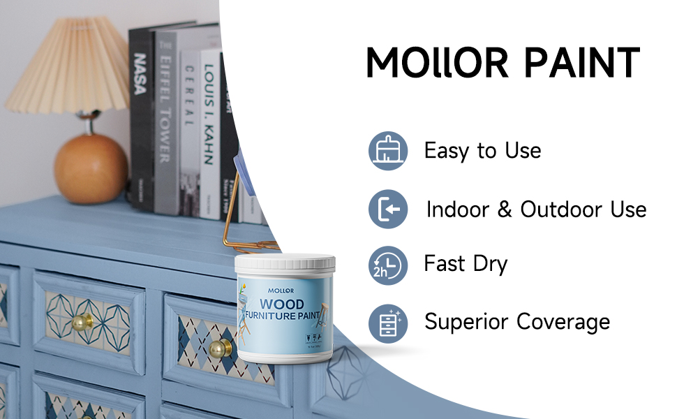 Mollor Matte Finish Wood Paint for Furniture, Durable Countertop Paint Easy Application