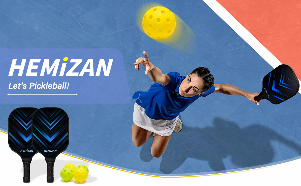 HEMIZAN Pickleball Paddles, Fiberglass Pickleball Paddle Set of 2, 2
