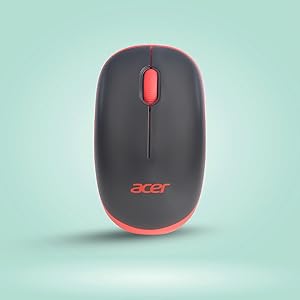 Acer Flow Wireless Mouse | 1600 DPI Optical Sensor | 2.4GHz Wireless with USB Nano Receiver | Ergonomic Lightweight Design | Smooth Tracking for Laptop, PC & Mac – Black/Red 56 1