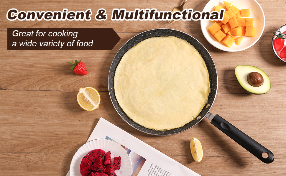 Zalnuuk Crepe Pan, 10 Inch Dosa Pan with Spreader, Nonstick