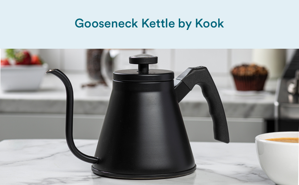 Kook Gooseneck Kettle, Kettle Stovetop, with Thermometer