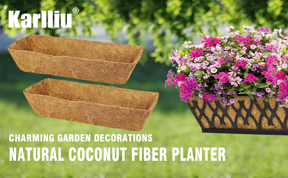 Karlliu 4 Pack 24 Inch Trough Coconut Liners for Window Box
