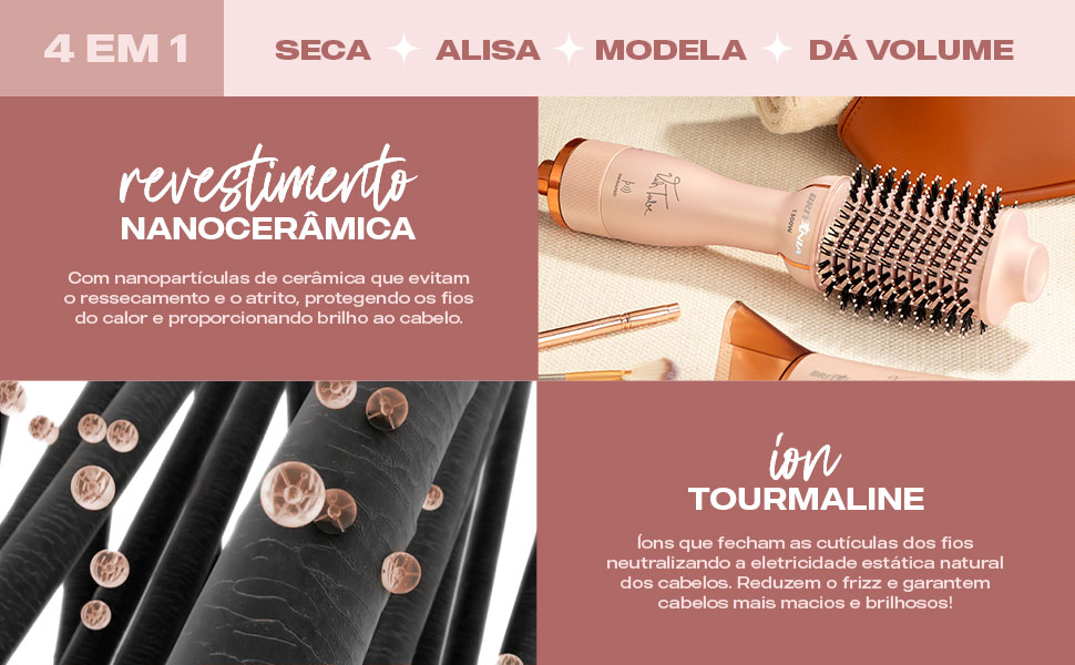 Escova Secadora Britânia Bivolt 1300W 4 em 1 Infrared BES36 Viih Tube