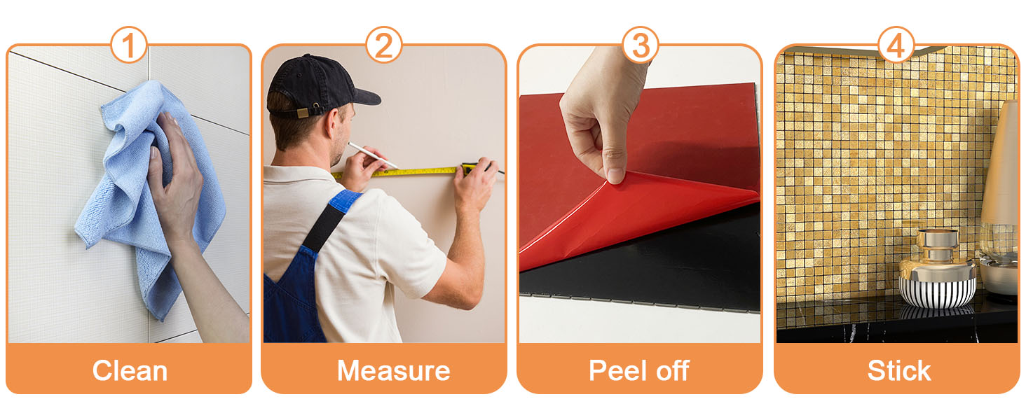 VAOVI Gold Kitchen Backsplash Tiles Peel and Stick,Mosaic Tile Stickers