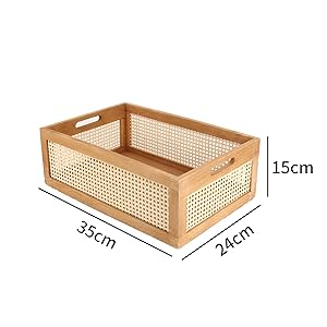 Amazon.co.jp: GYASVWU 長方形 収納ボックス 木製 手工芸品 籐のかご