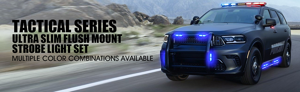 8pcs Blue LED Surface Mount Strobe Police Lights Emergency Warning Flashing Grille Marker Lights