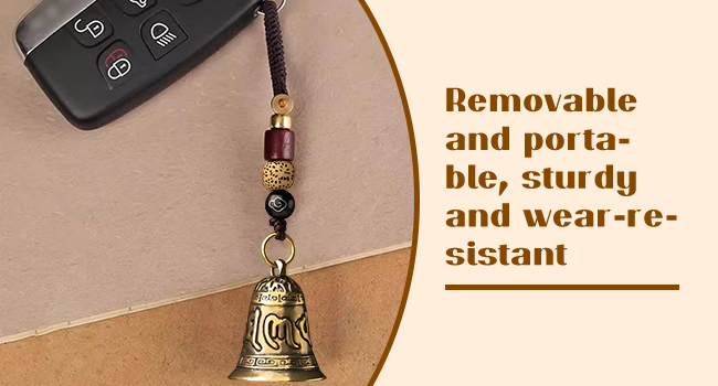 Chinese Feng Shui Bell Six Character Pure Brass Bells Window Door Home Pendant Car Keychains Beautiful Symbolism Good Luck Wealth and Safe for Home Decoration, Office Decoration(2.6x1.5x1.1in) 16 1