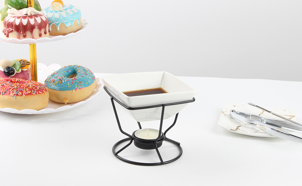 Kcgani 4Pcs Ceramic Butter Warmers Set for Chocolate Butter