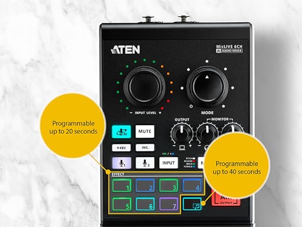 Amazon.com: ATEN UC8000 MicLIVE 6-CH Podcast Audio Mixer AI