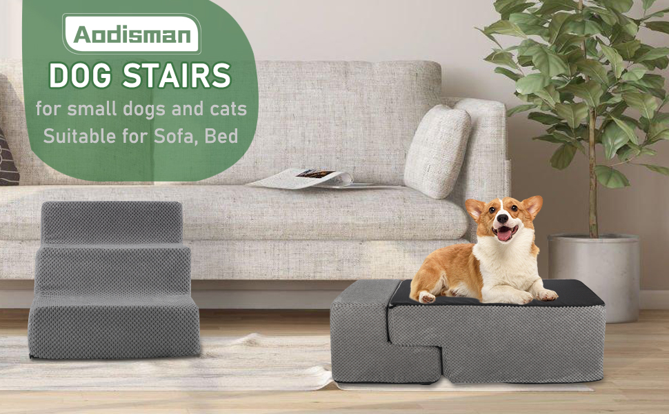 Dog Stairs for Small Dog, 4Step Dog Steps for High Beds