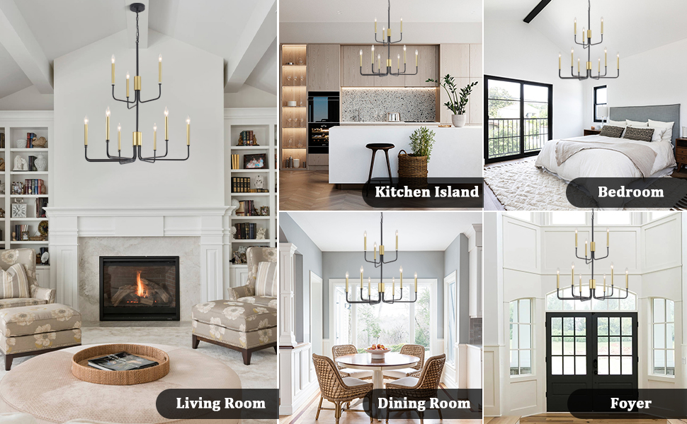 black gold modern farmhouse chandelier light fixture