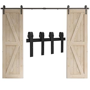 Sliding barn door hardware kit for DOUBLE door