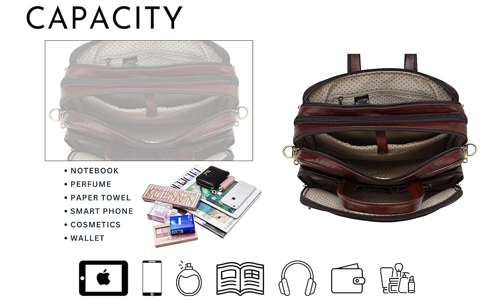HYATT Leather Accessories 16 Inch 24 litres Capacity Leather Laptop Office Briefcase for Men Upto16 inch Laptop Compartment Dimension-L-16 X H-12 X W-6 Inch Weight-1.4 KG (Brown) 33 Computers,Accessories,Peripherals,Bags,Sleeves,Laptop,Messenger,Shoulder,mens,briefcase,leather,for