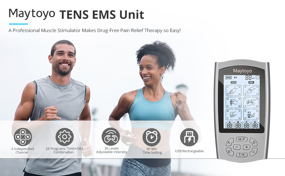 Amazon.com: Maytoyo 4 Channels TENS Unit EMS Device 24 Modes