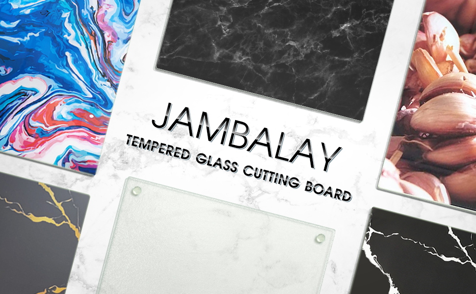 JAMBALAY Tempered Glass Cutting Board for Kitchen 12"x16