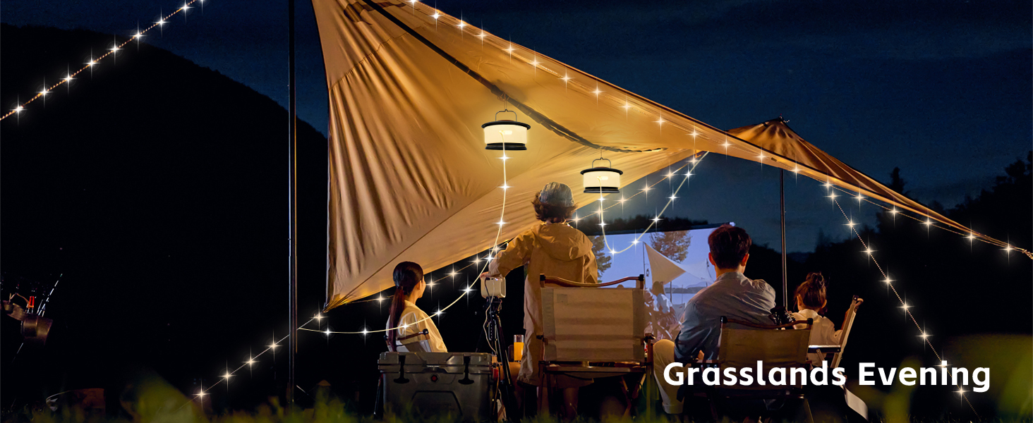 Camping String Lights, RGB Retractable String Lights Camping with 19 Lighting Modes, Quick 20s