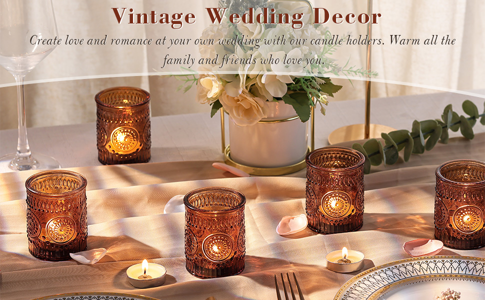 DARJEN Amber Votive Candle Holders Set of 36 Glass Candle