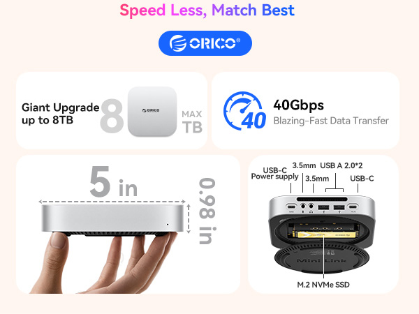 Amazon.com: ORICO MiniLink 40Gbps Laptop Docking Sation Stand for