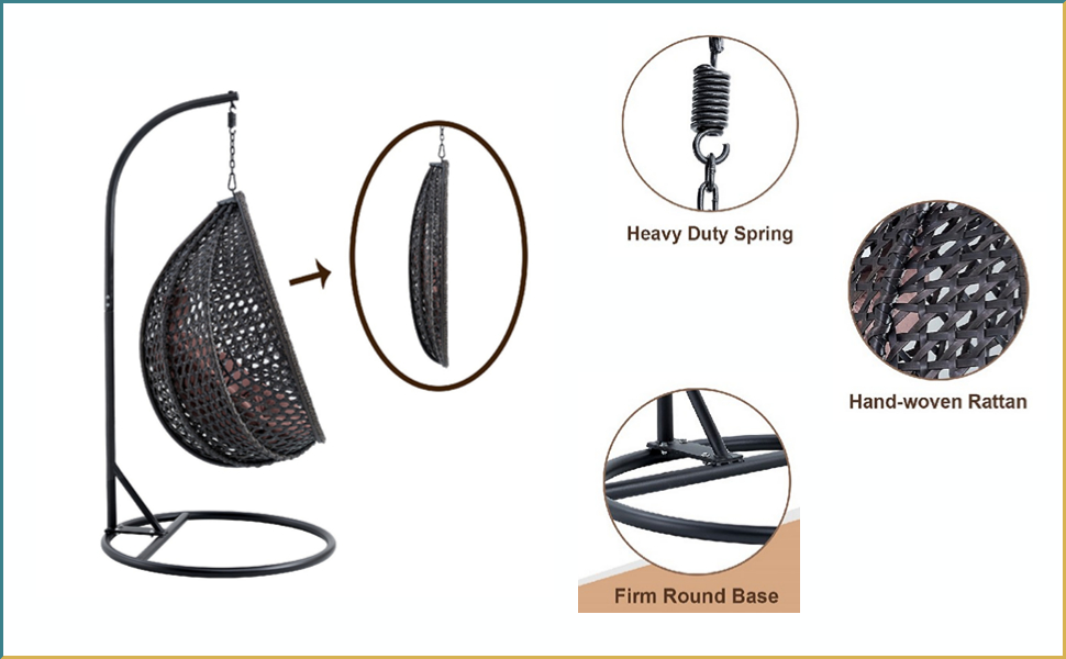 Hammock Chair Egg Swing Chair with Soft Cushions Hanging