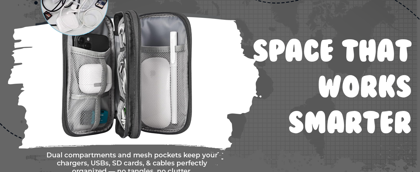 SaleOn 8.3x5 Inch Portable Storage Organizer for cables, charger, power bank & digital gadgets.