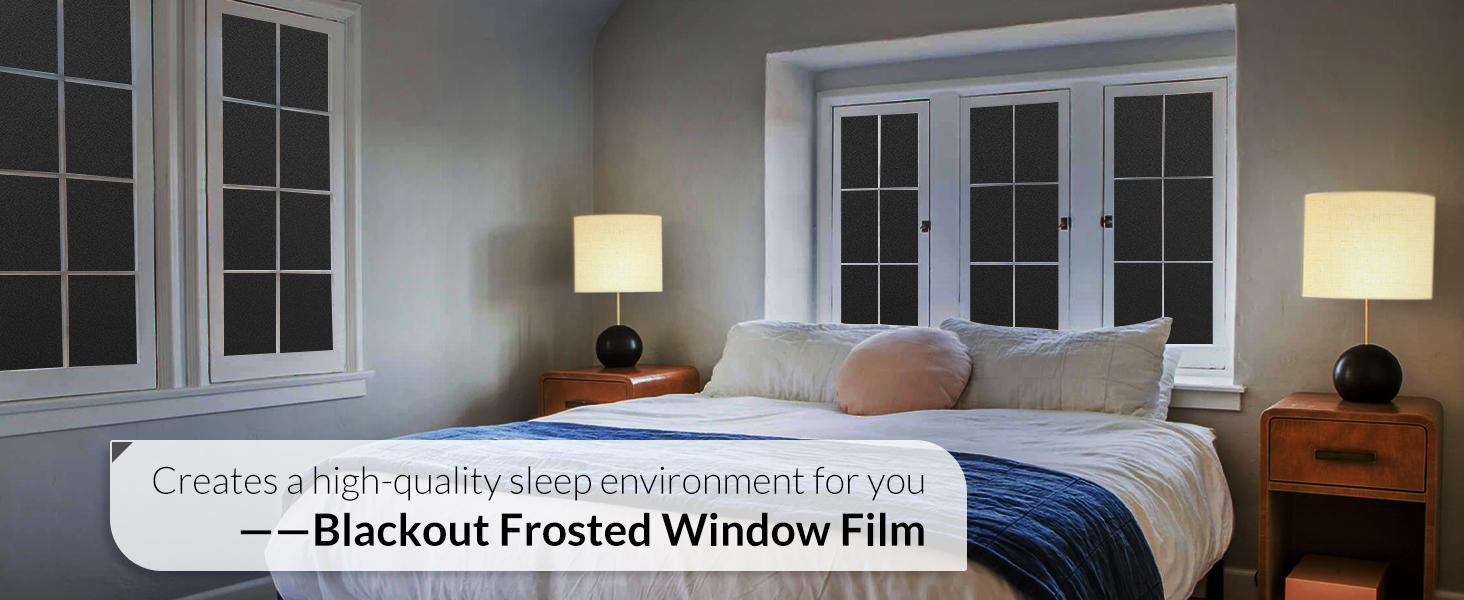 Haton Blackout Window Film Frosted for Glass, 100 Lignt Blocking
