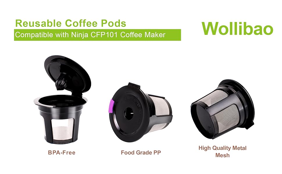 Wollibao 4 Pcs K Cup Reusable Coffee Pods Compatible with