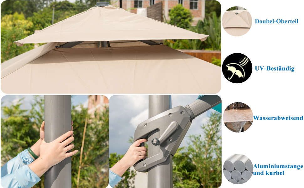 Amazon.de LKINBO Sonnenschirm 300 x 400 cm Rechteckig mit Ständer und