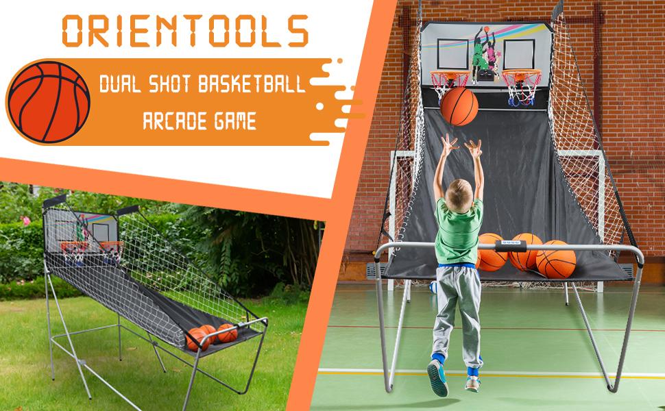 ORIENTOOLS Basketball Arcade Game 4 Balls Dual Shot Basketball Arcade