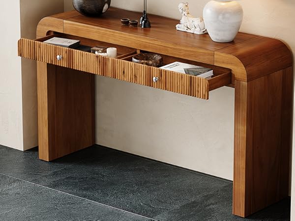 Amazon.com: Rustic Console Table with Fluted Drawer Front