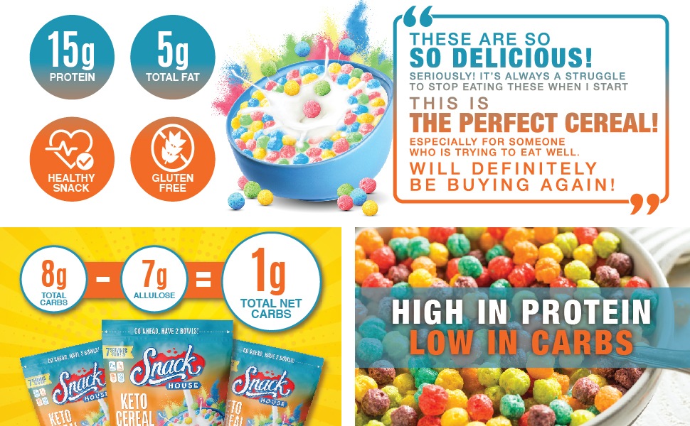 Snack House KetoCereal FruityPuffs 7Servings ValueSize Protein GuiltFree Snack HighProtein LowCarbs