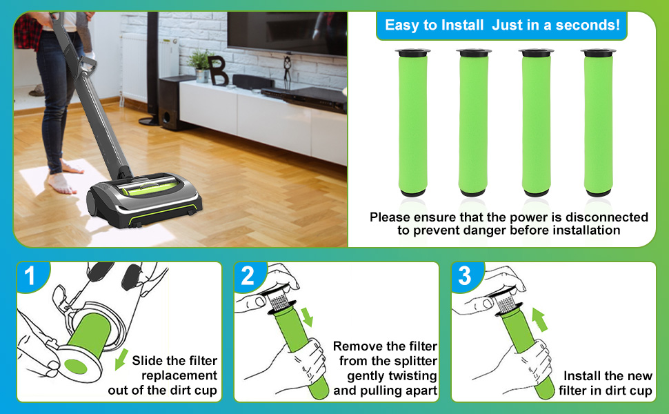 Artraise Filter for Gtech AirRam Multi MK2ATF006 4 Packs Washable and