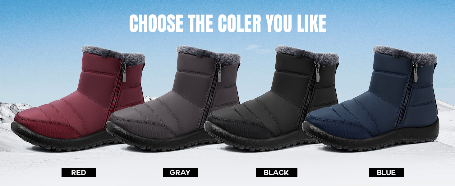 SHIBEVER Women Winter Snow Boots Black Waterproof Walking