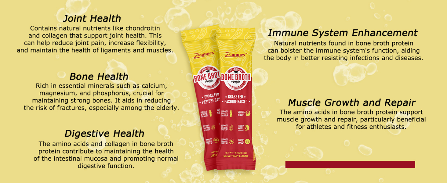 Zammex Bone Broth Packets20g Collagen ProteinBeef Bone