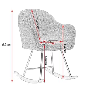 WOLTU Poltrona Sedia Dondolo Relax Lino E Metallo Imbottita Design Slitta 17 SKS09