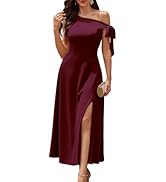 BeryLove Women's Formal Elegant Wedding Guest Dresses One Shoulder A Line Maxi Cocktail Slit Dress