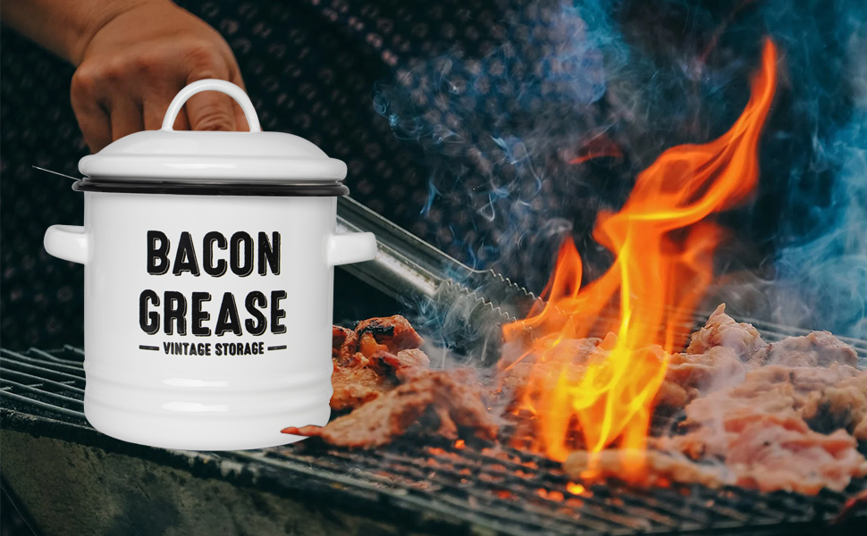 FENRIDAN Bacon Grease Container with Fine Strainer and Lid