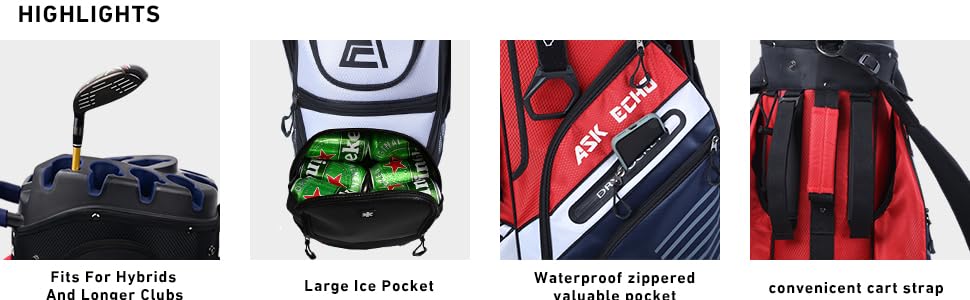 T-LOCK GOLF BAG JUMBO GRIPS ASK ECHO ORGANIZED GOLF CART BAG