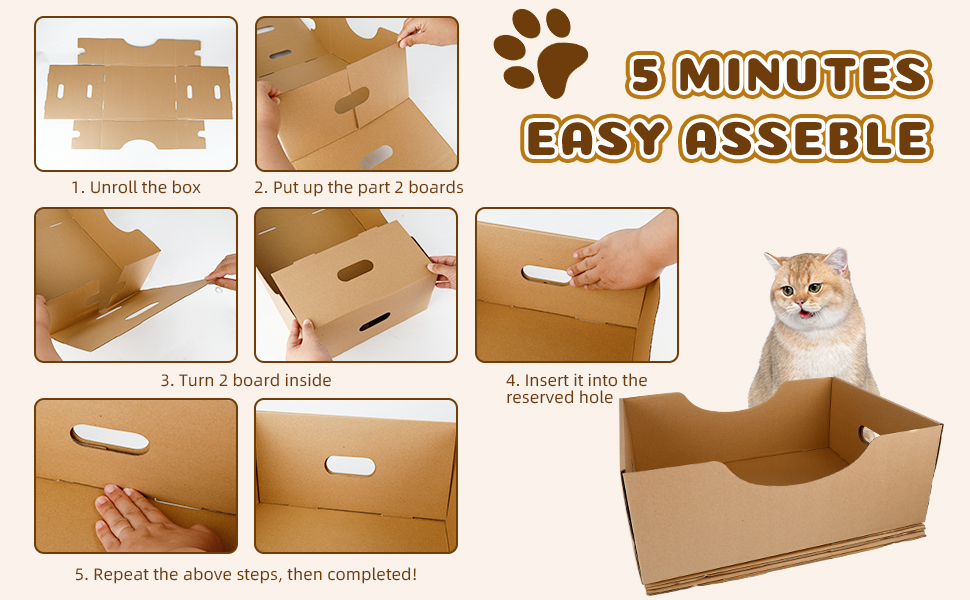 Disposable Litter Box for Cats 10Pcs Portable Paper Kitty