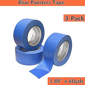 naturalQYマステ　0708 CHUANGSEED 3-Pack Blue Painters Tape 1.88 Inches x 60 Yards