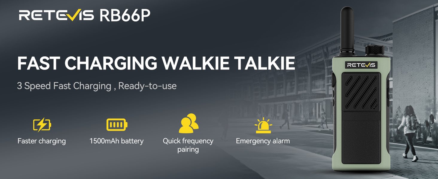 Retevis RB66P Fast Charging 2 Way Radio, Commercial Walkie Talkies with Earpiece,1500mAh Battery,USB-C Charging,Two Way Radio Long Range for School Nursing Home (20 Pack) 10 walkie talkies