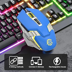 Amazon.com: Blue Wireless Mice Gaming Mouse Bluetooth