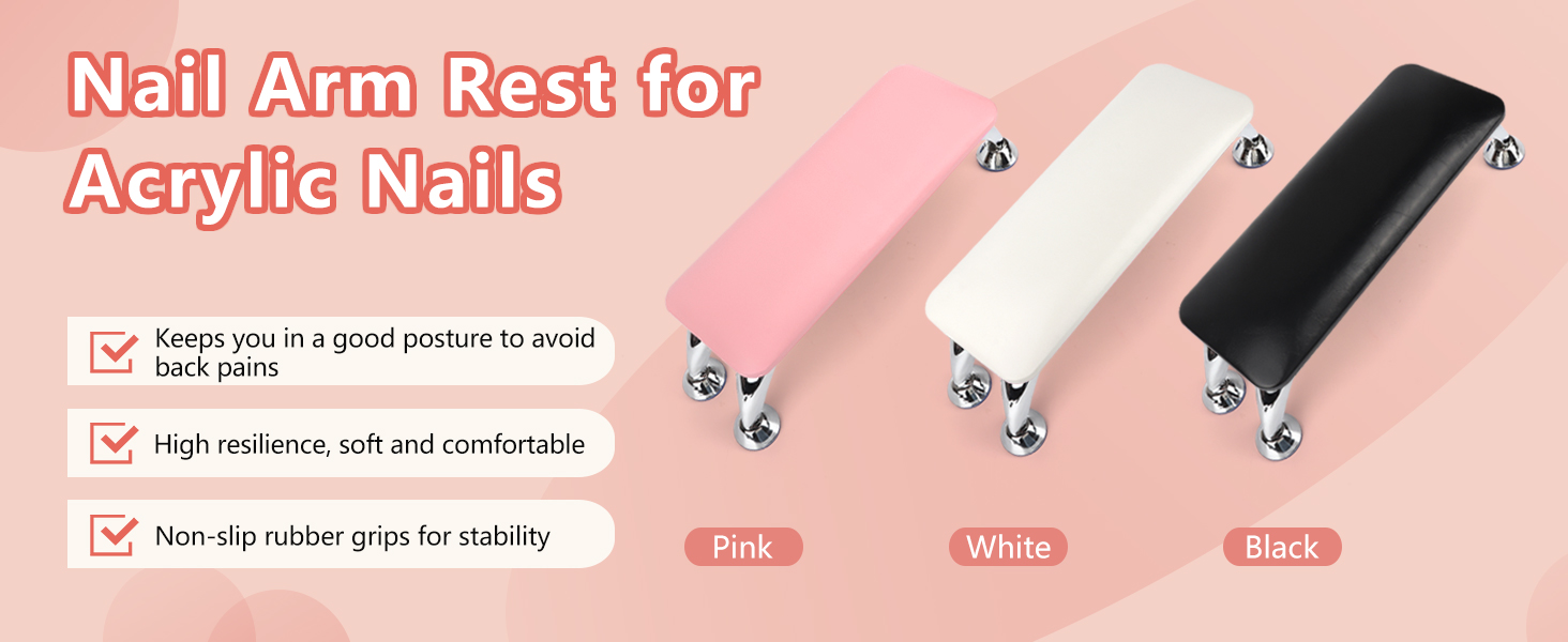 Nail Arm Rest for Acrylic Nails, Microfiber Leather Nail
