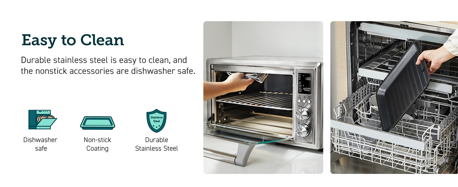 airfryer toaster oven combo easy to clean with durable stainless steel and nonsstick accessories